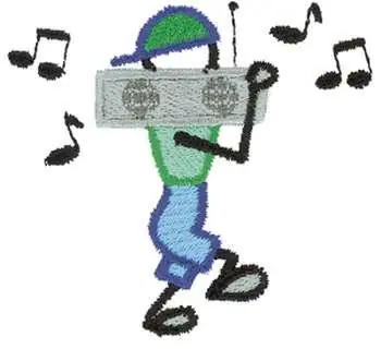 Stick Figure Jammin Embroidery Design Crafted