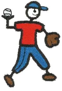 Premium Stick Baseball Player Embroidery Design
