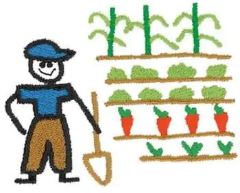 Buy Today Stick Figure Gardener Embroidery Design