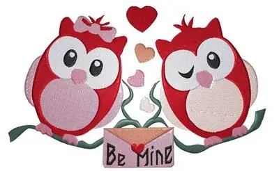 Be Mine Owls Embroidery Design Fast Shipping