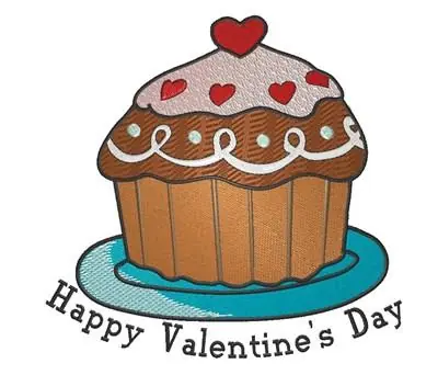 Valentine Cupcake Embroidery Design Fast Shipping