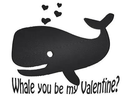 Whale Valentine Embroidery Design Weekend Sale