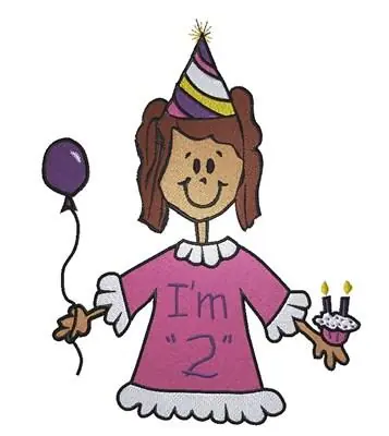 Im 2 Birthday Girl Embroidery Design Professional Grade