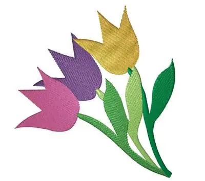 Three Tulips Embroidery Design Reduced Price