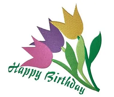 Latest Birthday Tulips Embroidery Design