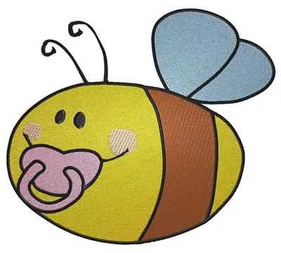 Bee With Pacifier Embroidery Design Modern