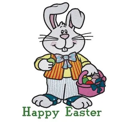 Markdown Happy Easter Bunny Embroidery Design