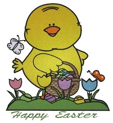 Happy Easter Chick Embroidery Design Free Delivery