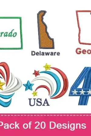 Flash Sale Patriotic States Embroidery design pack by Favpro Designs, Embroidery Packs on EmbroideryDesigns.com