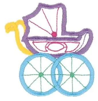 Free Shipping Baby Buggy Outline Embroidery Design