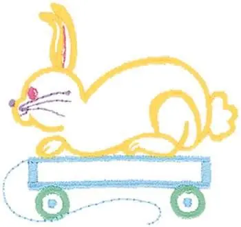 Bunny Wagon Outline Embroidery Design Super Sale