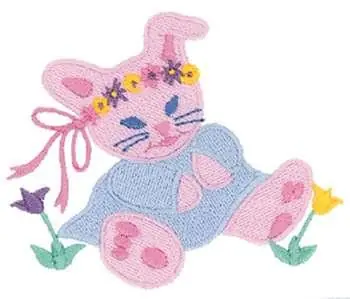 Worldwide Shipping Floral Bunny Embroidery Design