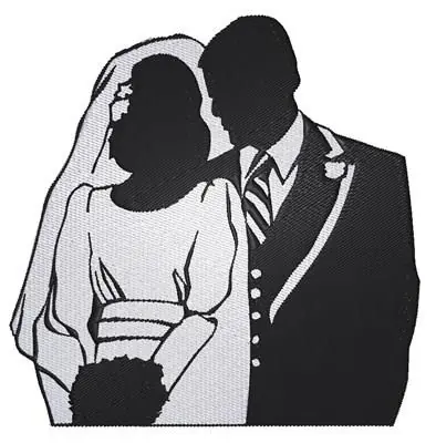 Bride & Groom Silhouette Embroidery Design Price Cut