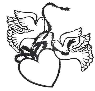 Wedding Doves & Heart Embroidery Design Original