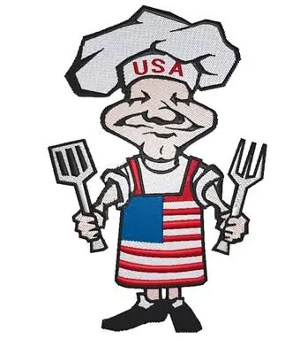 High Quality Patriotic BBQ Guy Embroidery Design