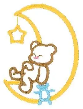 While Supplies Last Bear On Moon Embroidery Design