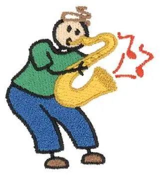 Sax Player Embroidery Design Clearance