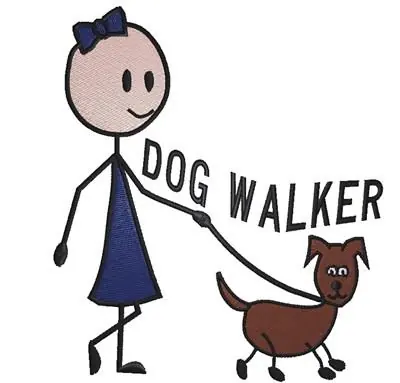 Dog Walker Embroidery Design Genuine