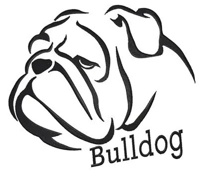Bulldog Outline Embroidery Design Handmade