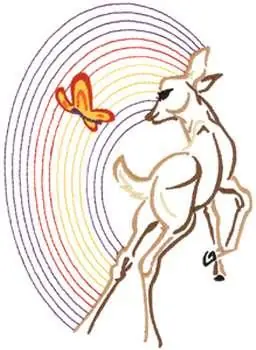 Fawn With Butterfly Embroidery Design Premium