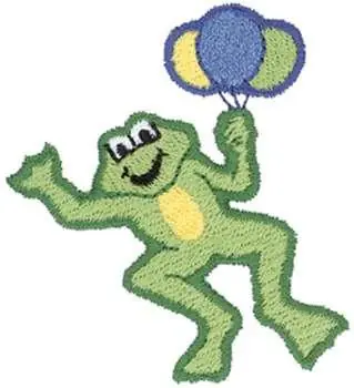 Top Pick Frog With Balloons Embroidery Design