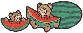 Bears With Watermelon Embroidery Design Clearance