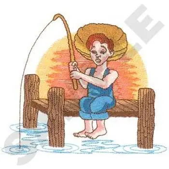 Buy Today Boy Fishing Embroidery Design