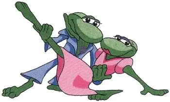 Dancing Frogs Embroidery Design Fast Shipping