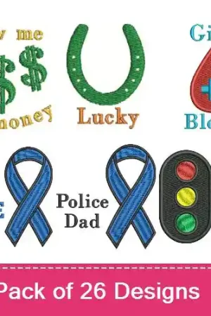Show Me The Symbols Embroidery design pack by Favpro Designs, Embroidery Packs on EmbroideryDesigns.com Instant Buy