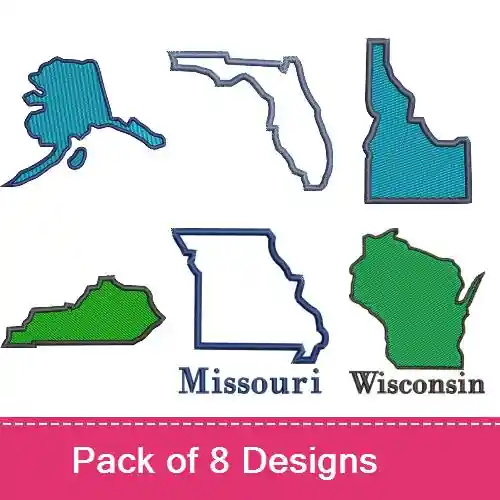Genuine States Of America Embroidery design pack by Favpro Designs, Embroidery Packs on EmbroideryDesigns.com