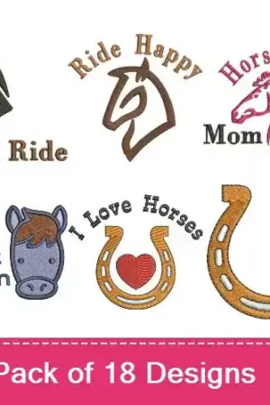 Giddy Up Horses Embroidery design pack by Favpro Designs, Embroidery Packs on EmbroideryDesigns.com Factory Price