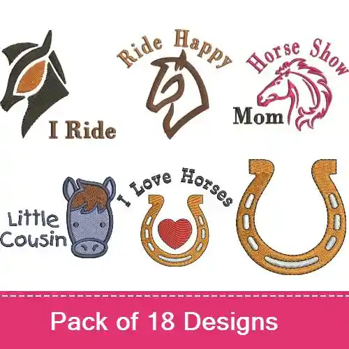 Giddy Up Horses Embroidery design pack by Favpro Designs, Embroidery Packs on EmbroideryDesigns.com Factory Price