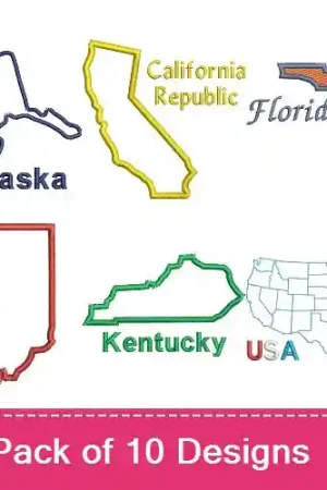The United States Embroidery design pack by Favpro Designs, Embroidery Packs on EmbroideryDesigns.com Top Pick