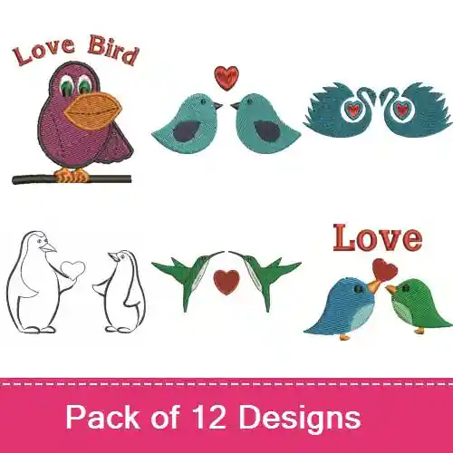 Love Birds Embroidery design pack by Favpro Designs, Embroidery Packs on EmbroideryDesigns.com Special Discount
