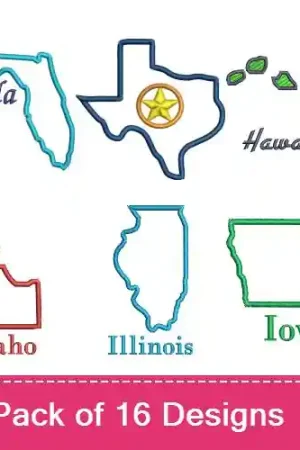 Sale American States Embroidery design pack by Favpro Designs, Embroidery Packs on EmbroideryDesigns.com