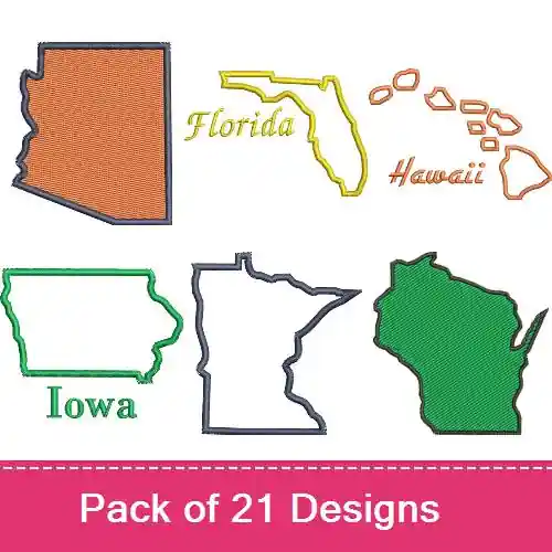 Around America Embroidery design pack by Favpro Designs, Embroidery Packs on EmbroideryDesigns.com Top Pick