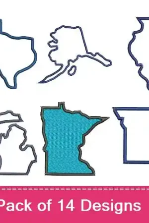 USA States Embroidery design pack by Favpro Designs, Embroidery Packs on EmbroideryDesigns.com Holiday Sale