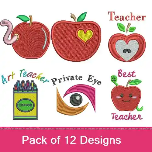 Seasonal Sale Worlds Best Teacher Embroidery design pack by Favpro Designs, Embroidery Packs on EmbroideryDesigns.com