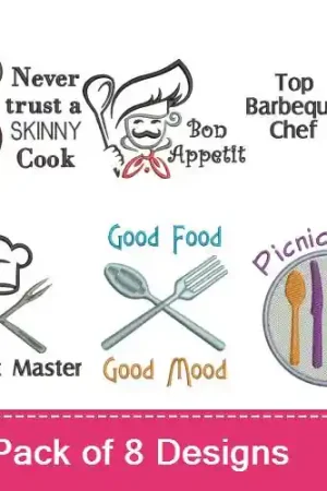 Good Food, Good Moon Embroidery design pack by Favpro Designs, Embroidery Packs on EmbroideryDesigns.com Don’t Miss Out