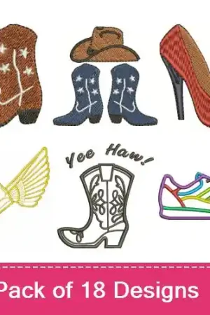Shoe Addict Embroidery design pack by Favpro Designs, Embroidery Packs on EmbroideryDesigns.com Next Day Delivery