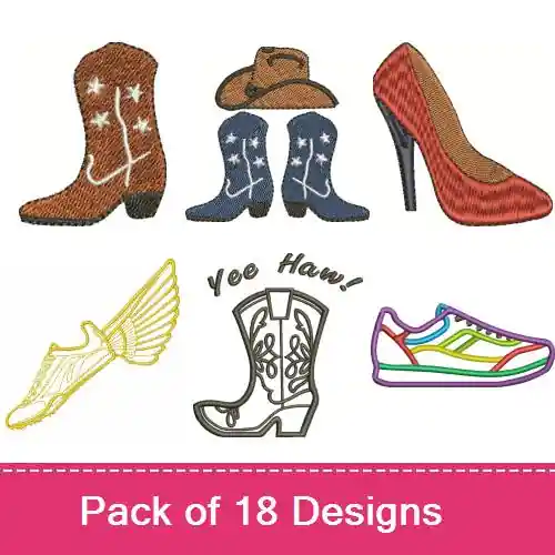 Shoe Addict Embroidery design pack by Favpro Designs, Embroidery Packs on EmbroideryDesigns.com Next Day Delivery
