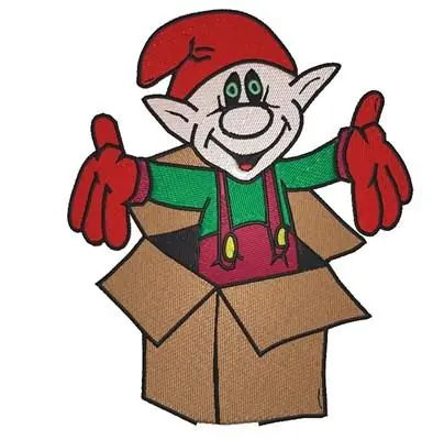 Reduced Price Elf In Box Embroidery Design
