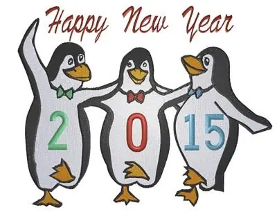 Order Now Happy 2015 Penguins! Embroidery Design
