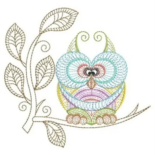 Rippled Owl On Tree Embroidery Design Top Rated