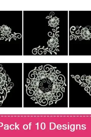 Best Seller White Work Roses 2 Embroidery design pack by Ace Points, Embroidery Packs on EmbroideryDesigns.com