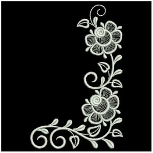 Low Price White Work Roses 2 Embroidery Design