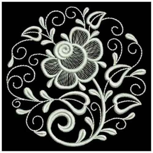 Rose & Swirl Circle Embroidery Design Best Price
