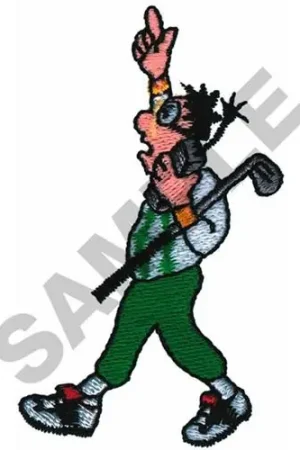 ANIMATED GOLFER ON CELL PHONE Embroidery Design Authentic