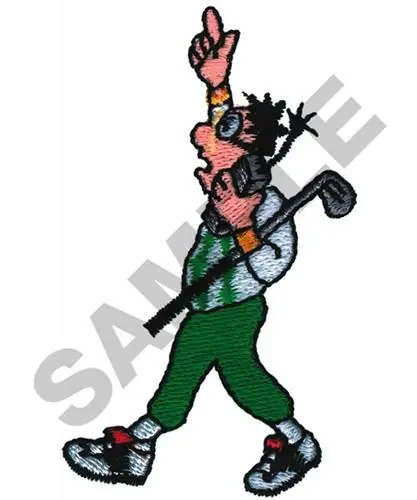 ANIMATED GOLFER ON CELL PHONE Embroidery Design Authentic