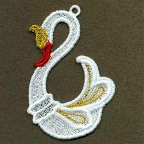 Affordable FSL Embelished Swan Embroidery Design